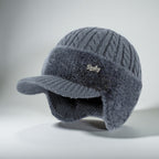 Winter Trapper Hat with Ear Flaps Knit Beanie Cap with Visor Fleece Lined Warm Cold Weather Hat for Men and Women