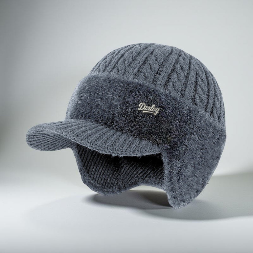 Winter Trapper Hat with Ear Flaps Knit Beanie Cap with Visor Fleece Lined Warm Cold Weather Hat for Men and Women