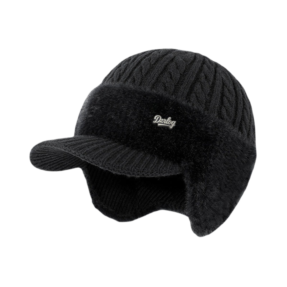 Winter Trapper Hat with Ear Flaps Knit Beanie Cap with Visor Fleece Lined Warm Cold Weather Hat for Men and Women