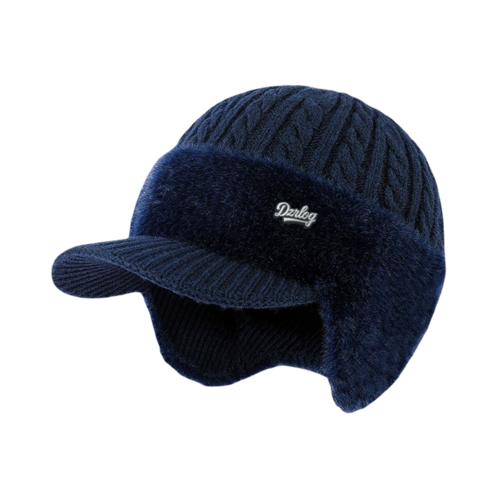 Winter Trapper Hat with Ear Flaps Knit Beanie Cap with Visor Fleece Lined Warm Cold Weather Hat for Men and Women