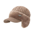Winter Trapper Hat with Ear Flaps Knit Beanie Cap with Visor Fleece Lined Warm Cold Weather Hat for Men and Women