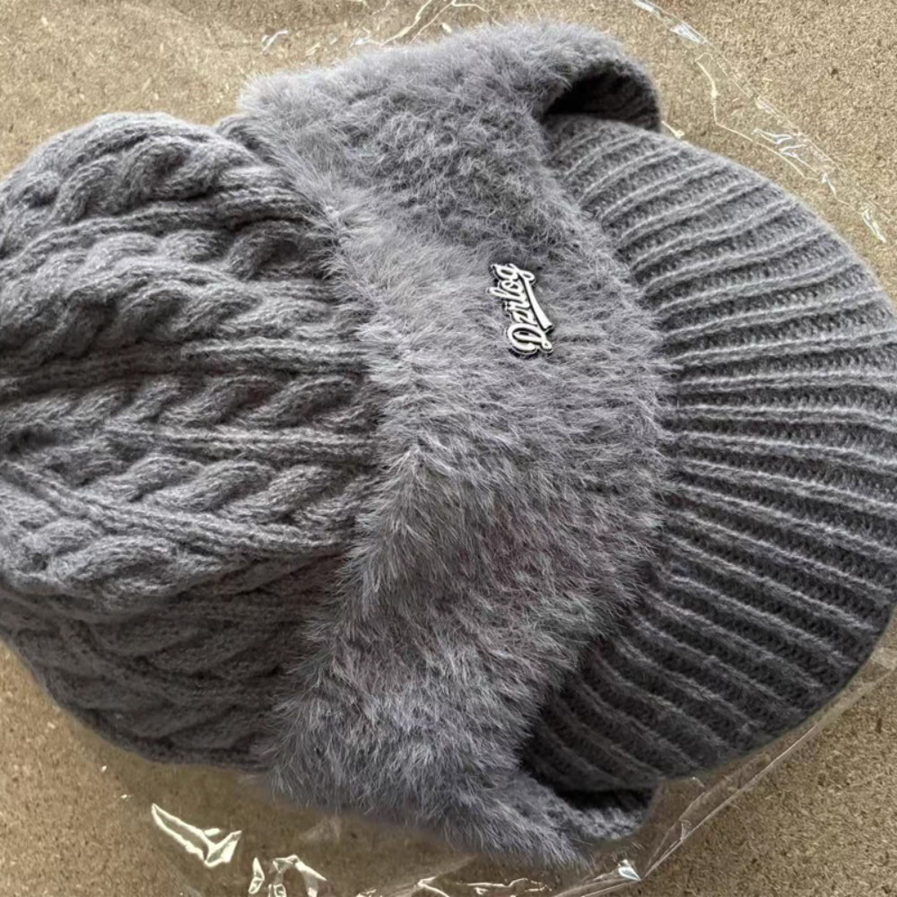 Winter Trapper Hat with Ear Flaps Knit Beanie Cap with Visor Fleece Lined Warm Cold Weather Hat for Men and Women