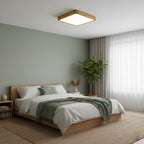 Wooden Geometric Flush Mount LED Ceiling Light