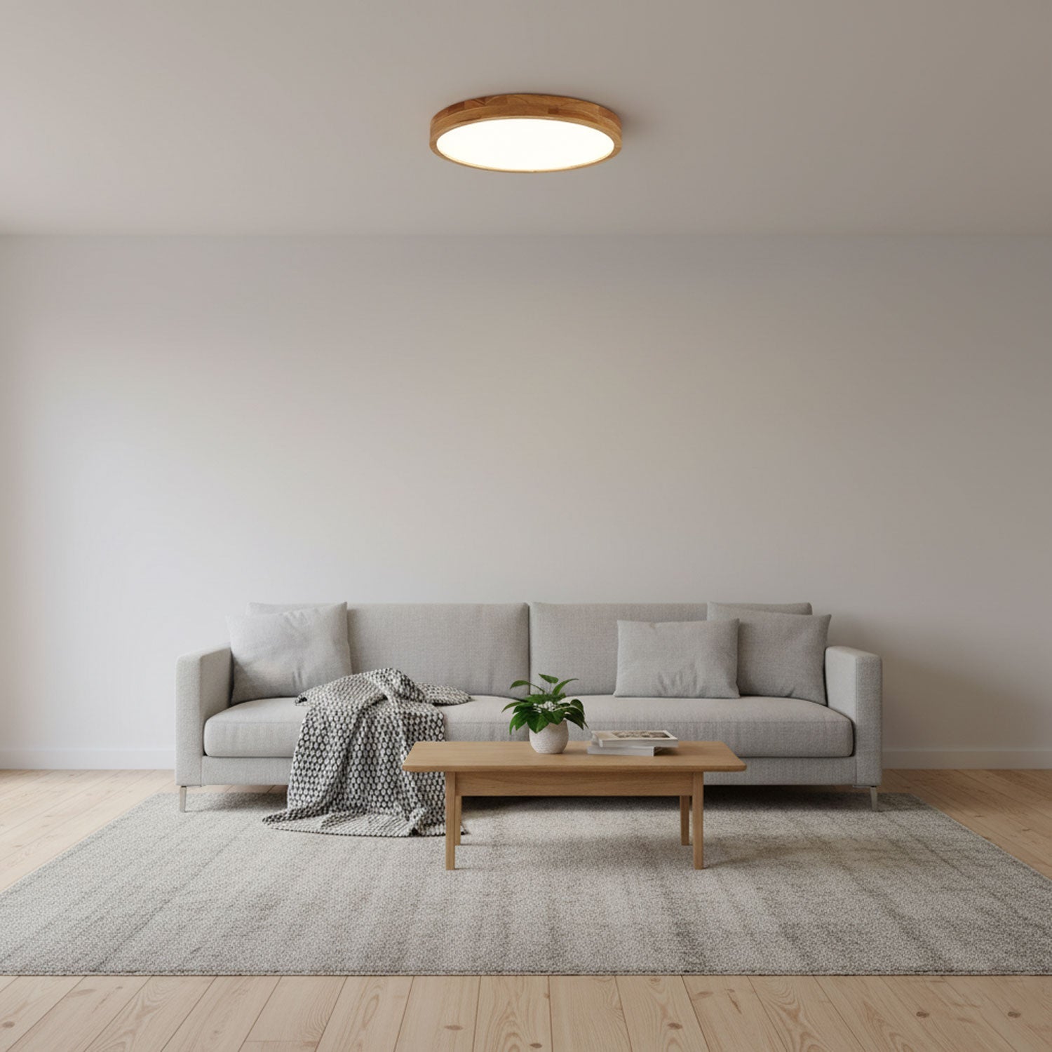 Wooden Geometric Flush Mount LED Ceiling Light