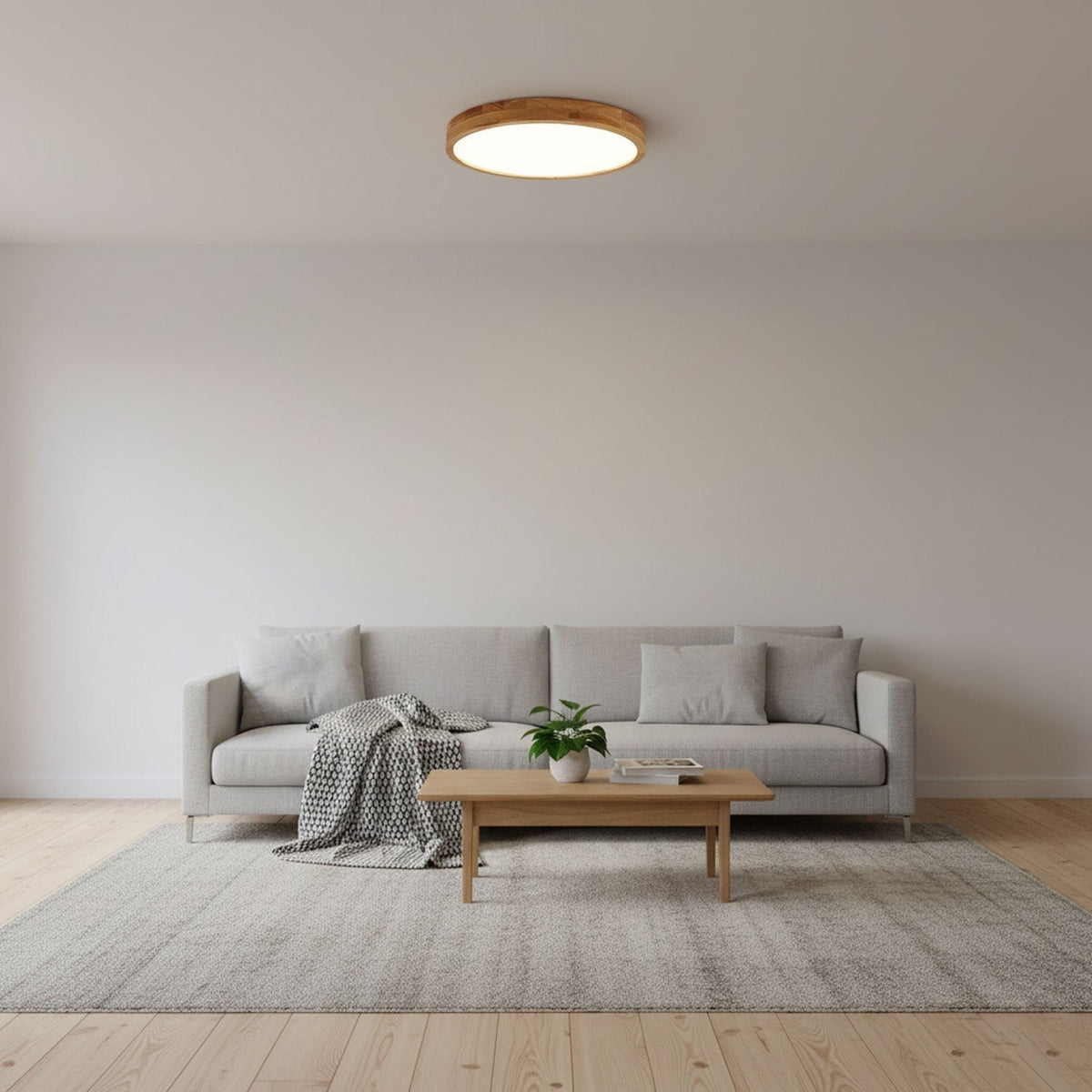 Scandinavian Wood Flush Mount Ceiling Light With Dimmable Remote — Harbor Light Co.