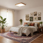 Wooden Geometric Flush Mount LED Ceiling Light
