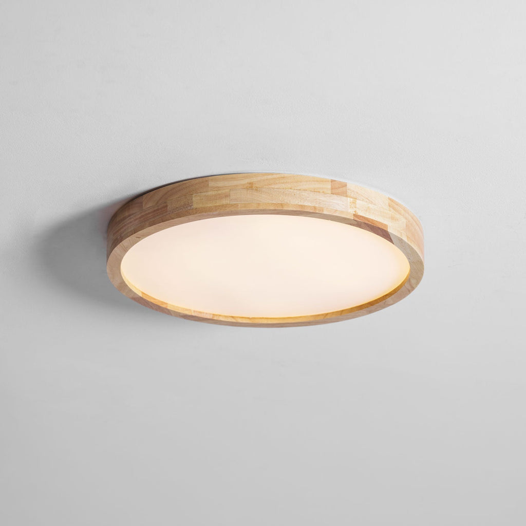 Wooden Geometric Flush Mount LED Ceiling Light