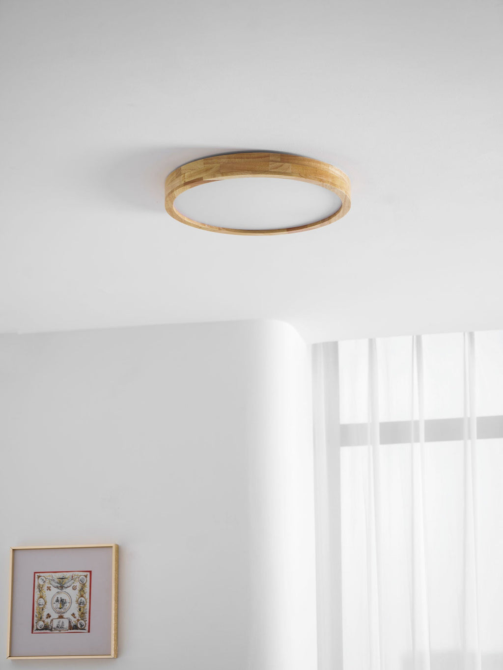 Wooden Geometric Flush Mount LED Ceiling Light
