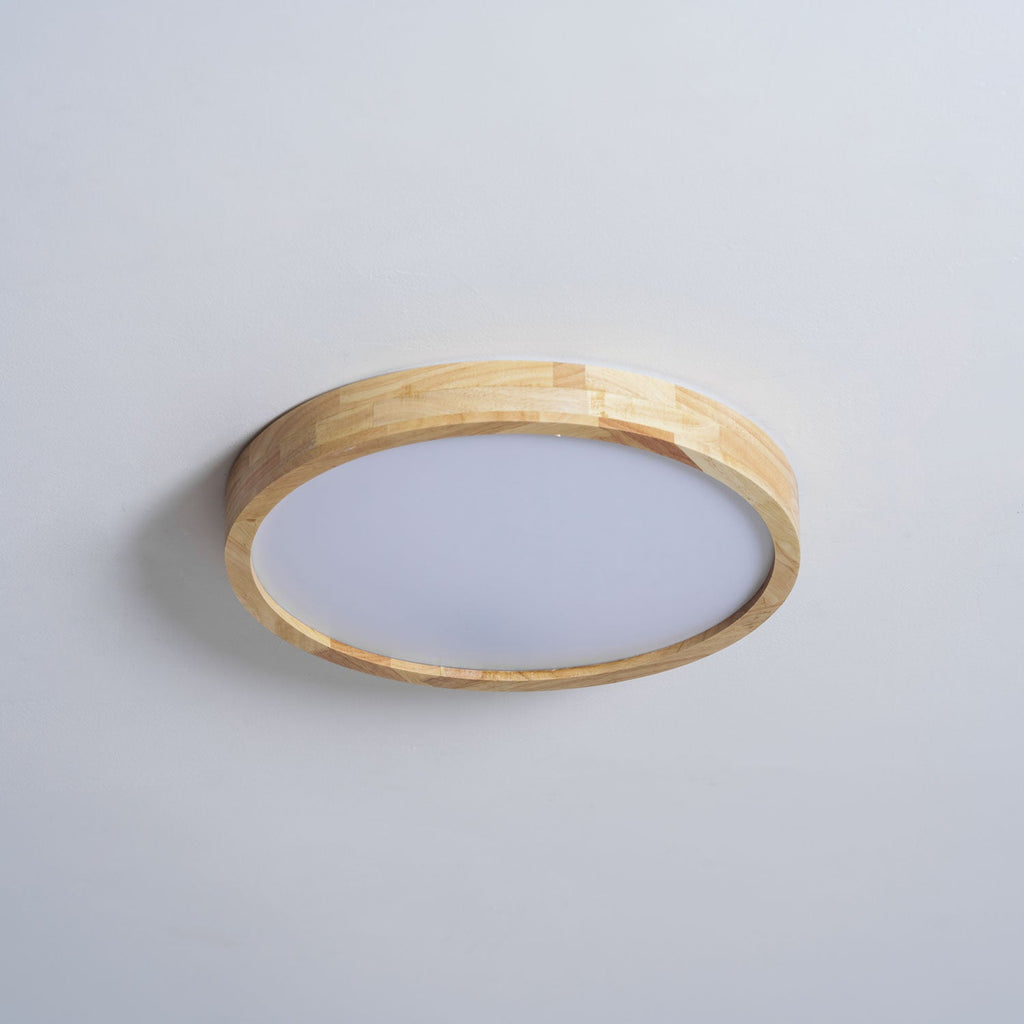 Wooden Geometric Flush Mount LED Ceiling Light