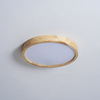 Wooden Geometric Flush Mount LED Ceiling Light