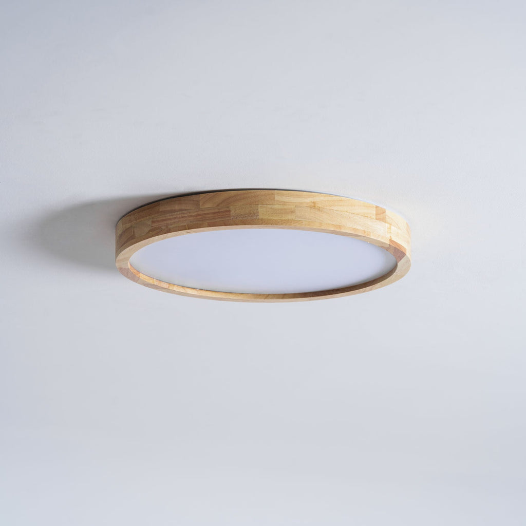 Wooden Geometric Flush Mount LED Ceiling Light