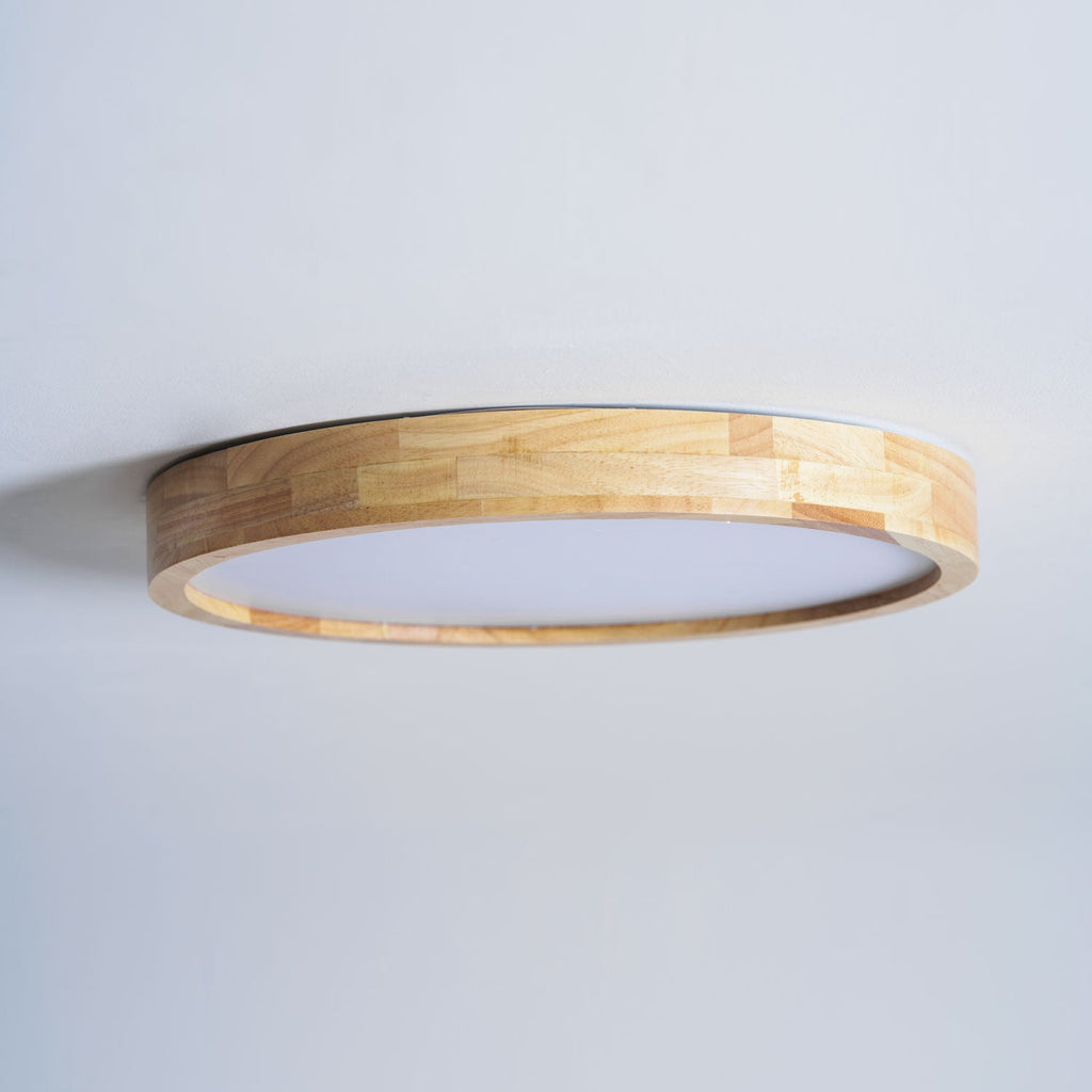 Wooden Geometric Flush Mount LED Ceiling Light