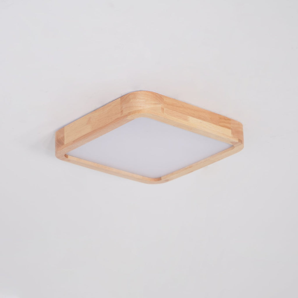 Wooden Geometric Flush Mount LED Ceiling Light