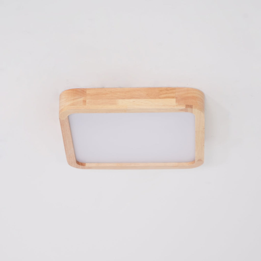 Wooden Geometric Flush Mount LED Ceiling Light