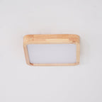 Wooden Geometric Flush Mount LED Ceiling Light