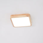 Wooden Geometric Flush Mount LED Ceiling Light