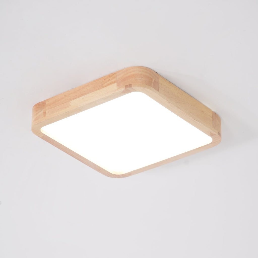 Wooden Geometric Flush Mount LED Ceiling Light