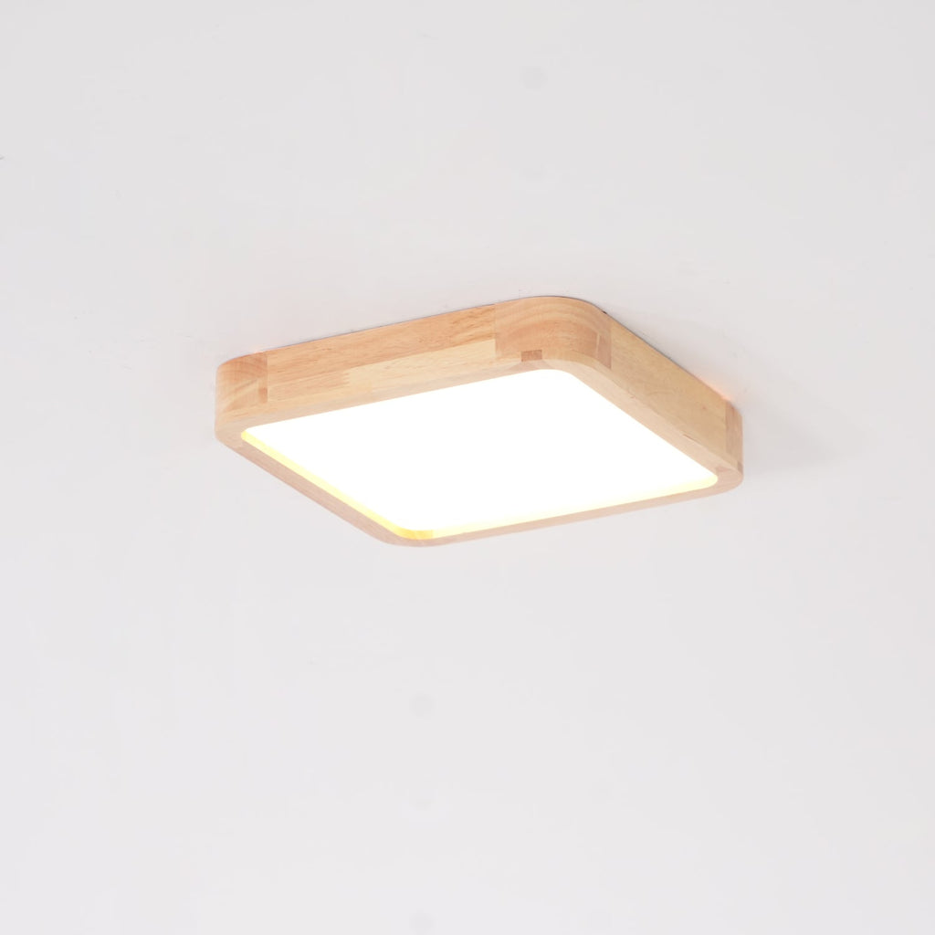 Wooden Geometric Flush Mount LED Ceiling Light