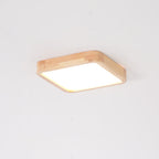 Wooden Geometric Flush Mount LED Ceiling Light