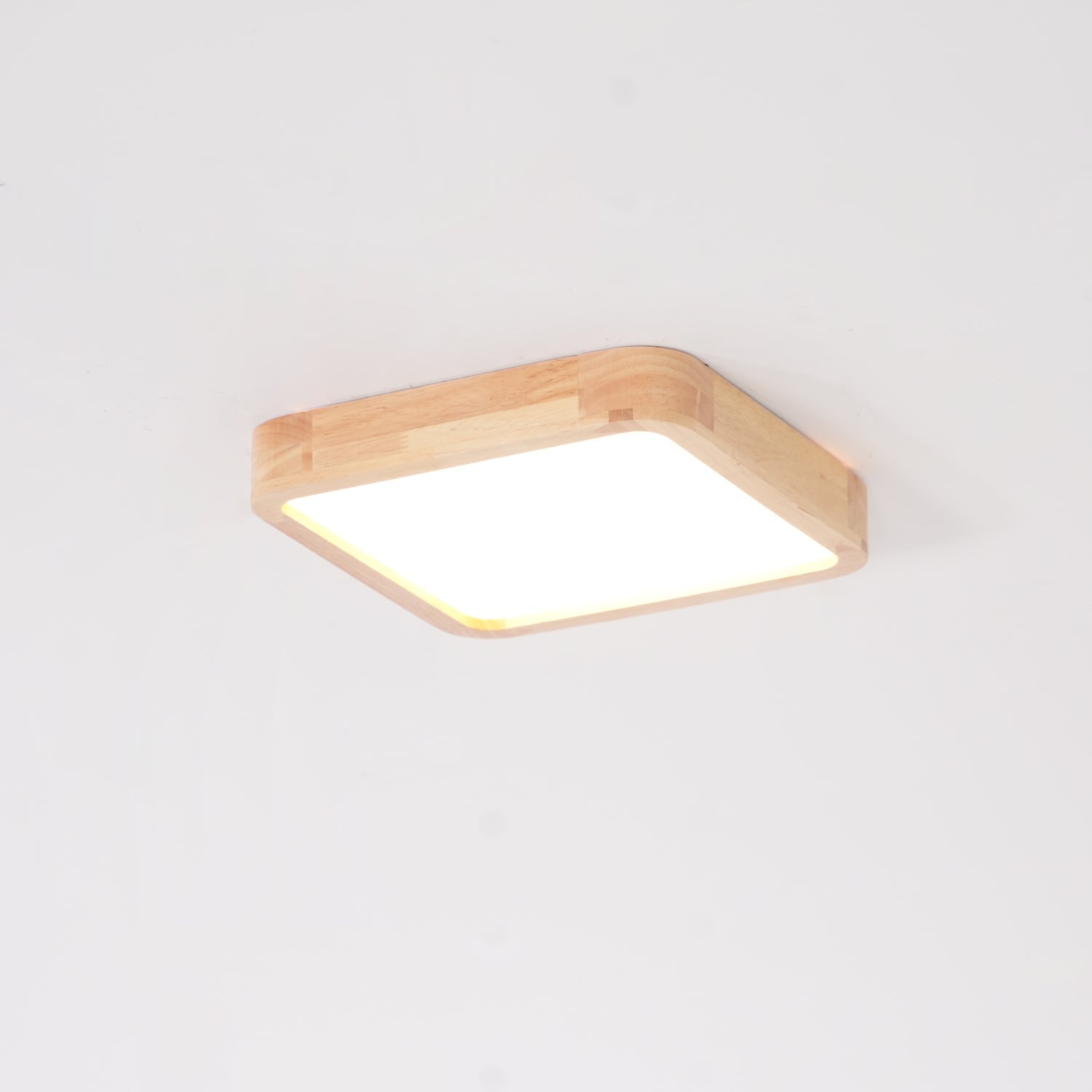 Wooden Geometric Flush Mount LED Ceiling Light