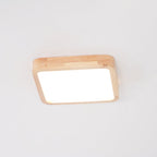 Wooden Geometric Flush Mount LED Ceiling Light