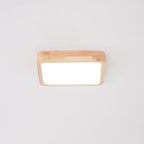 Wooden Geometric Flush Mount LED Ceiling Light