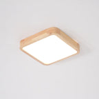 Wooden Geometric Flush Mount LED Ceiling Light