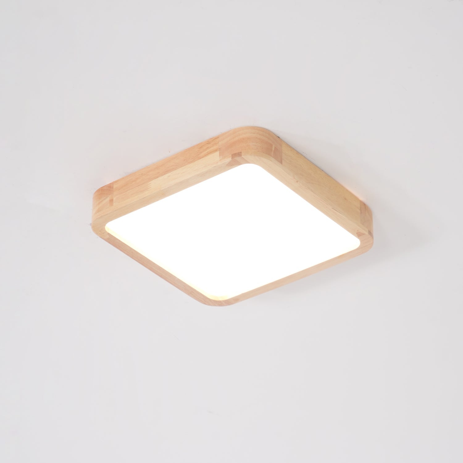 Wooden Geometric Flush Mount LED Ceiling Light