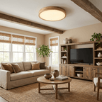 Wooden Geometric Flush Mount LED Ceiling Light