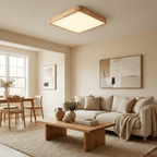 Wooden Geometric Flush Mount LED Ceiling Light