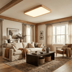 Wooden Geometric Flush Mount LED Ceiling Light