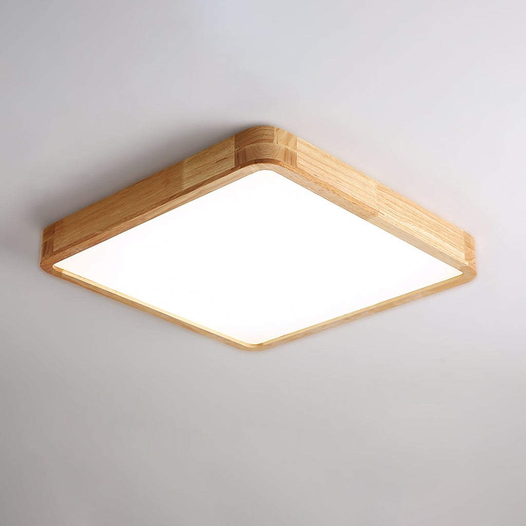 Wooden Geometric Flush Mount LED Ceiling Light