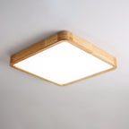 Wooden Geometric Flush Mount LED Ceiling Light