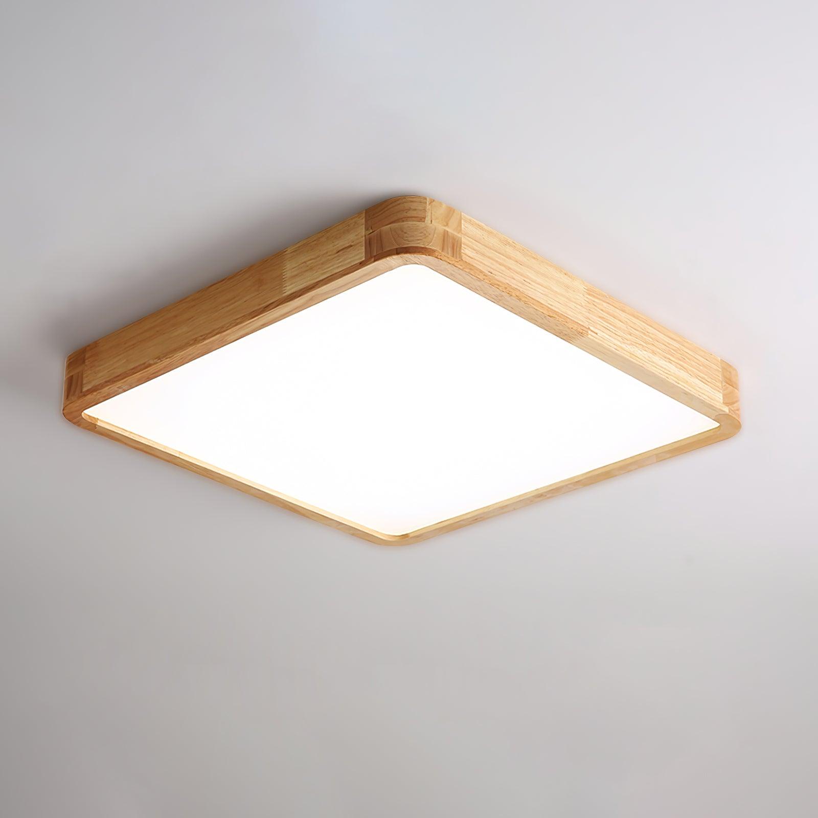 Wooden Geometric Flush Mount LED Ceiling Light