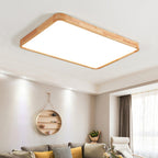 Wooden Geometric Flush Mount LED Ceiling Light