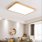 Wooden Geometric Flush Mount LED Ceiling Light