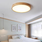 Scandinavian Wood Flush Mount Ceiling Light With Dimmable Remote — Harbor Light Co.