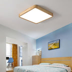 Wooden Geometric Flush Mount LED Ceiling Light