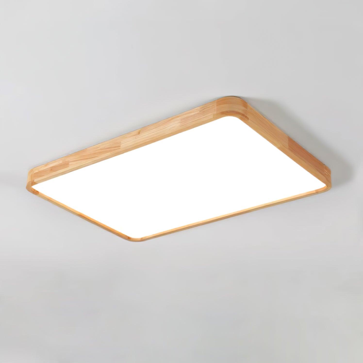 Wooden Geometric Flush Mount LED Ceiling Light