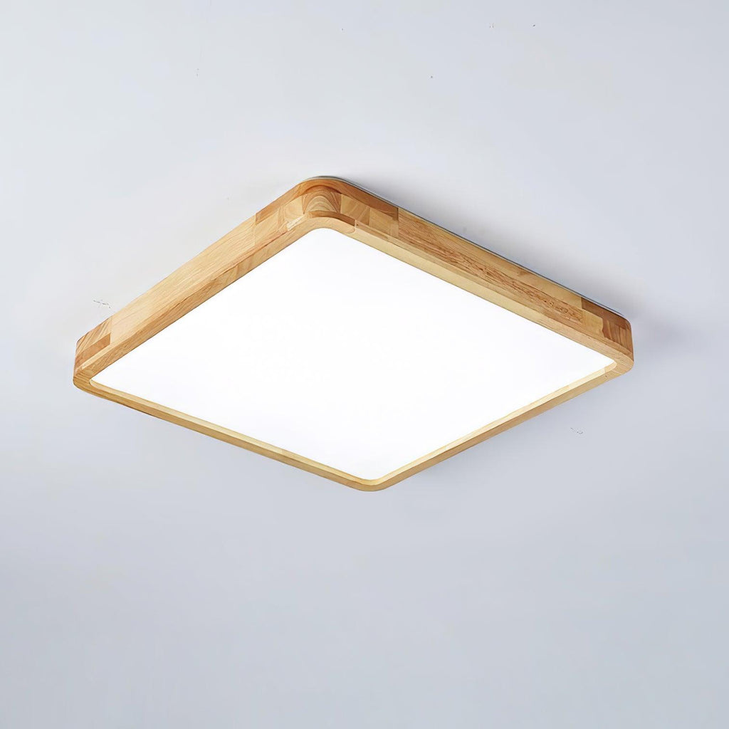 Wooden Geometric Flush Mount LED Ceiling Light