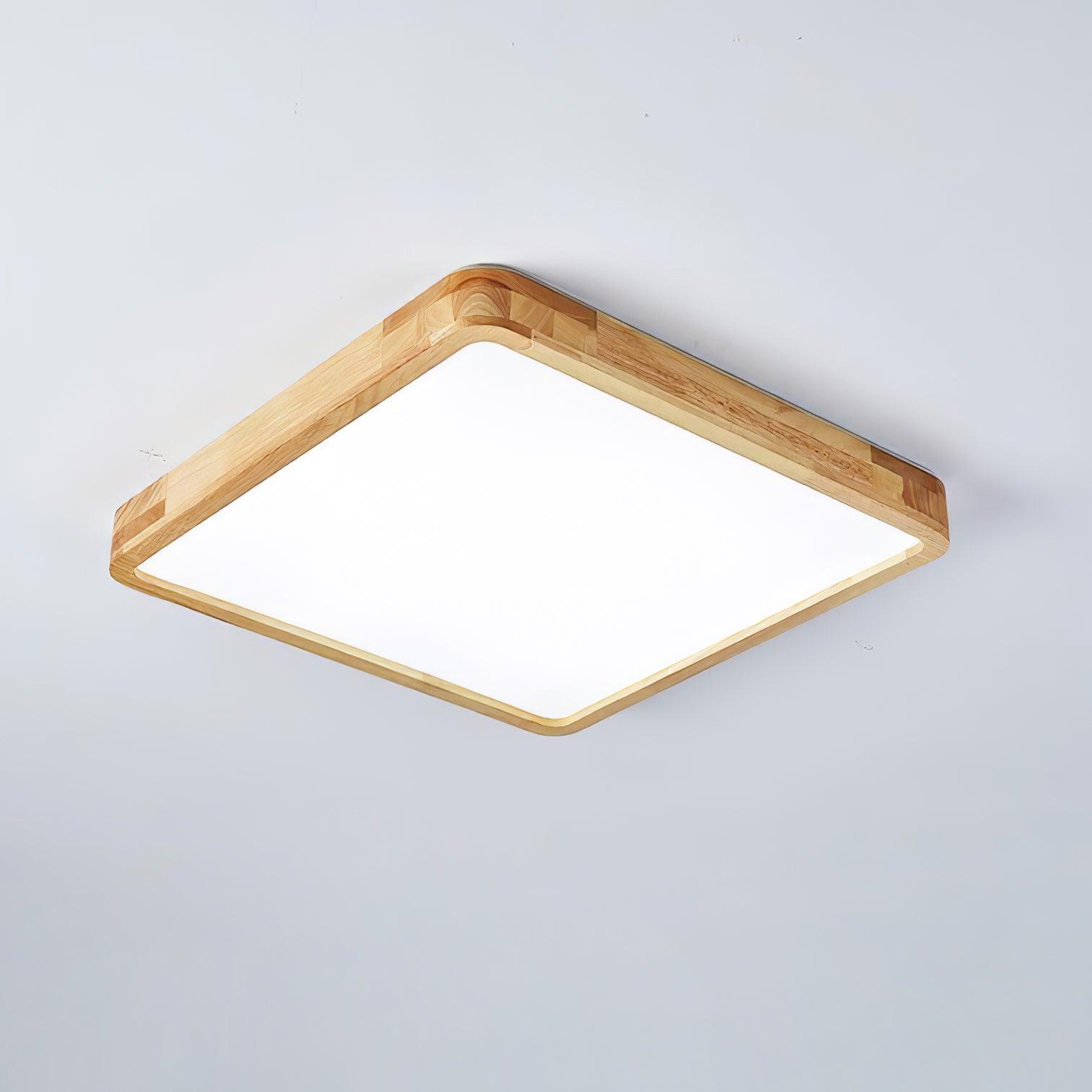 Wooden Geometric Flush Mount LED Ceiling Light