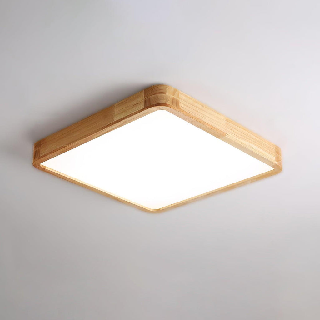 Wooden Geometric Flush Mount LED Ceiling Light