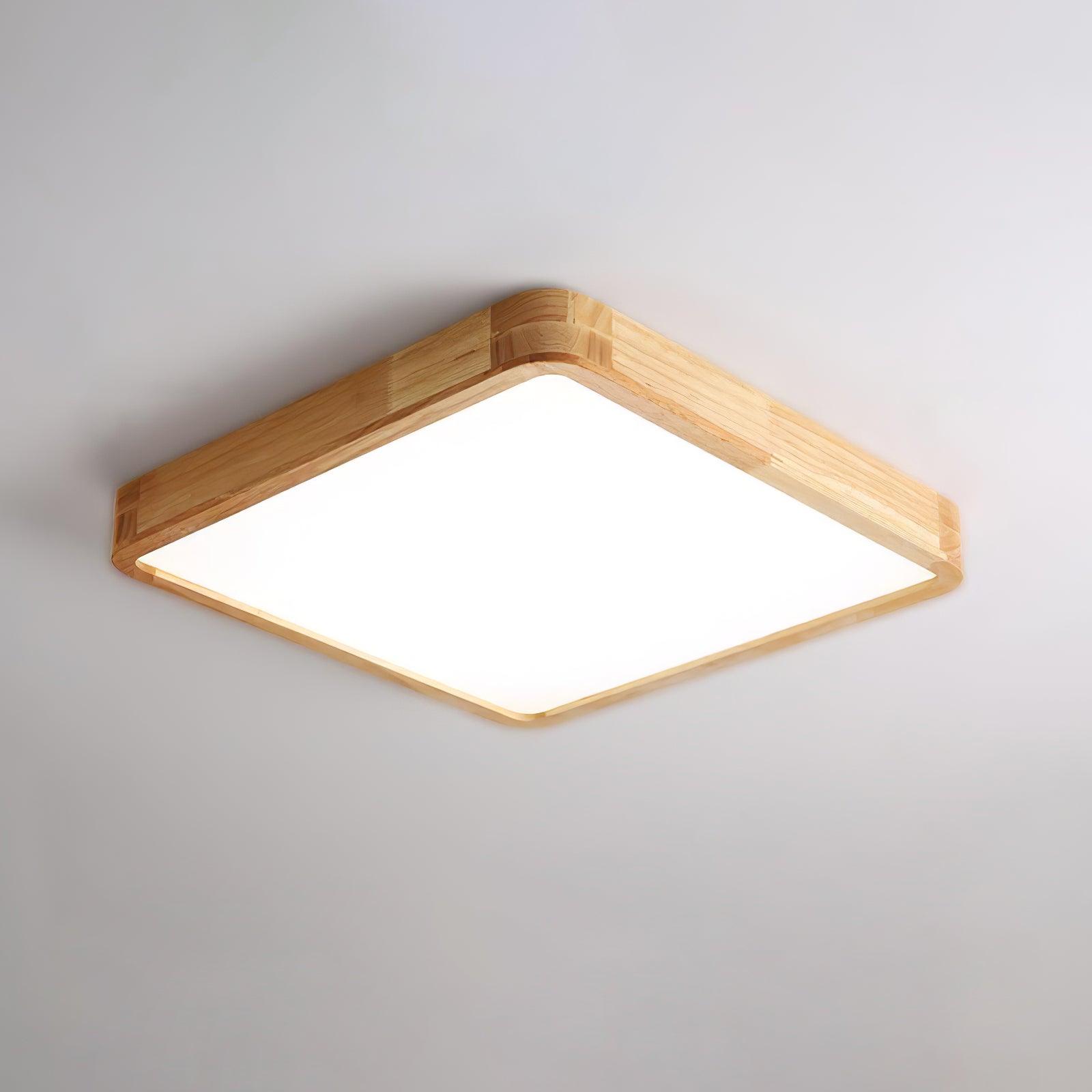 Wooden Geometric Flush Mount LED Ceiling Light