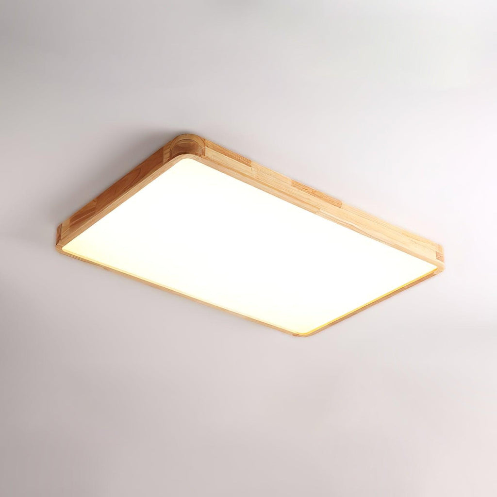 Wooden Geometric Flush Mount LED Ceiling Light