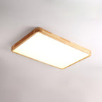 Wooden Geometric Flush Mount LED Ceiling Light