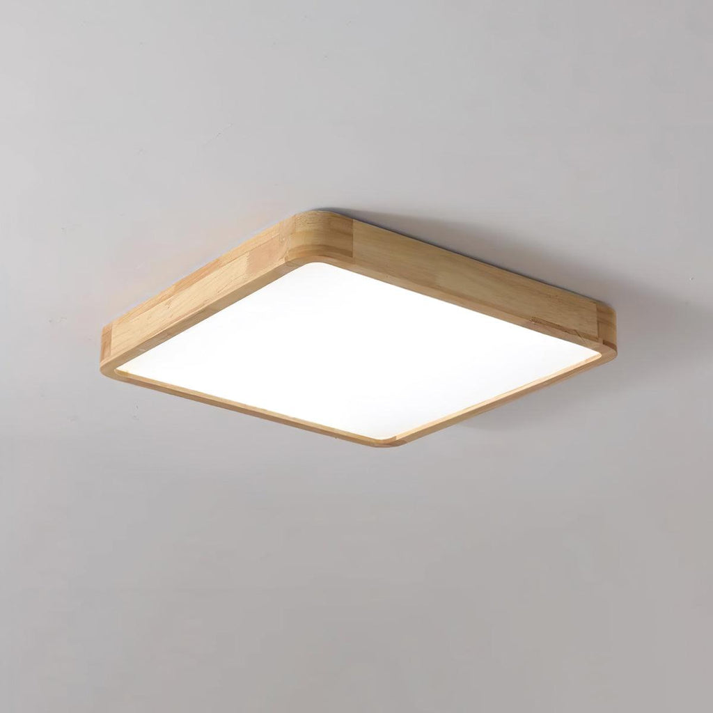 Wooden Geometric Flush Mount LED Ceiling Light