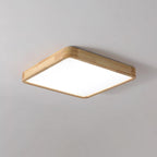 Wooden Geometric Flush Mount LED Ceiling Light