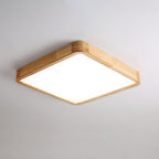 Wooden Geometric Flush Mount LED Ceiling Light
