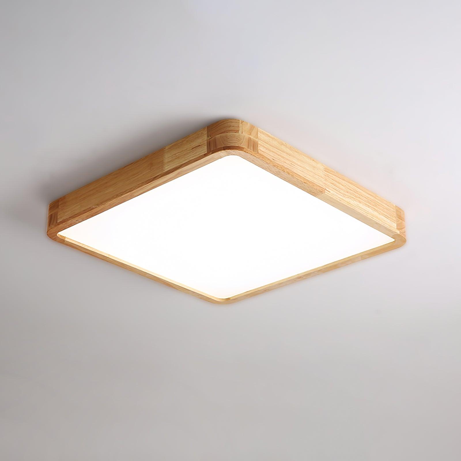 Wooden Geometric Flush Mount LED Ceiling Light