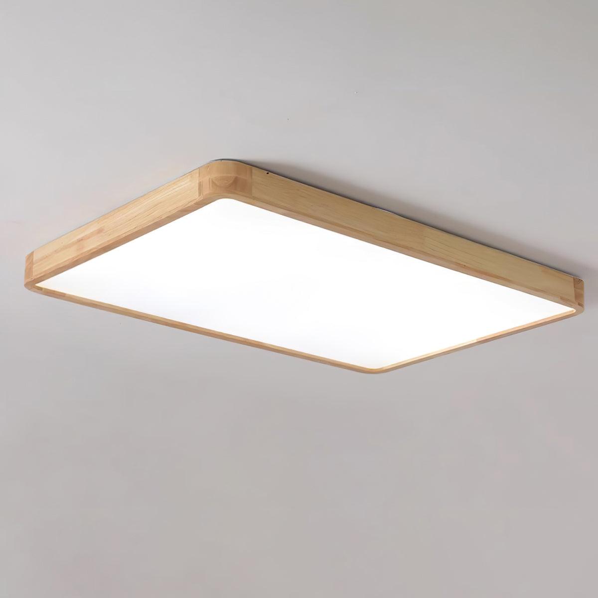 Wooden Geometric Flush Mount LED Ceiling Light